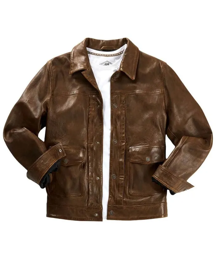 Joe Browns Coats and Jackets Men Brown Trucker Leather Jacket Brown Joe Browns Coats and Jackets Men Brown Trucker Leather Jacket Brown