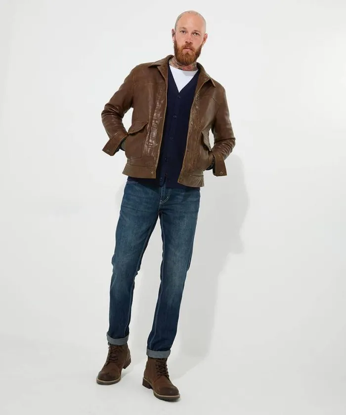 Joe Browns Coats and Jackets Men Brown Trucker Leather Jacket Brown Joe Browns Coats and Jackets Men Brown Trucker Leather Jacket Brown