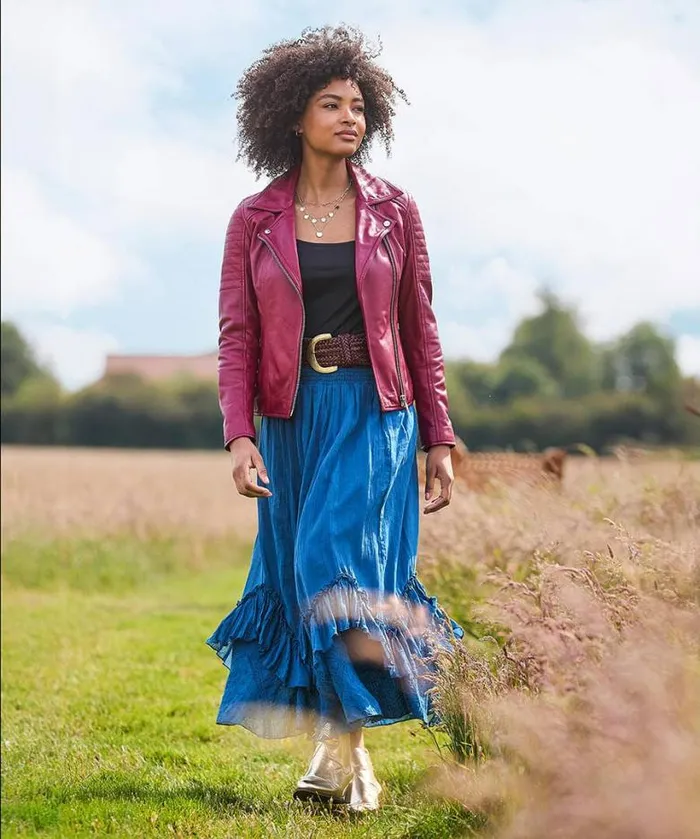 Joe Browns Coats and Jackets Women Stitch Detail Leather Biker Jacket Raspberry Joe Browns Coats and Jackets Women Stitch Detail Leather Biker Jacket Raspberry