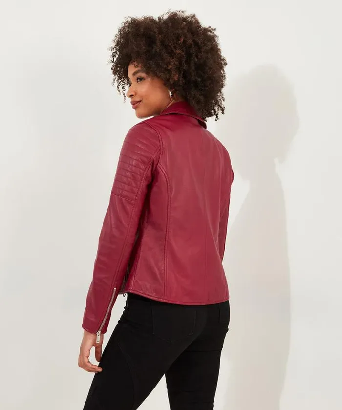 Joe Browns Coats and Jackets Women Stitch Detail Leather Biker Jacket Raspberry Joe Browns Coats and Jackets Women Stitch Detail Leather Biker Jacket Raspberry