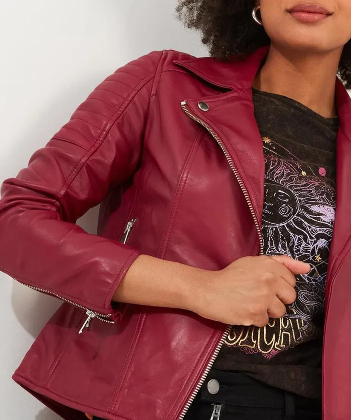 Joe Browns Coats and Jackets Women Stitch Detail Leather Biker Jacket Raspberry Joe Browns Coats and Jackets Women Stitch Detail Leather Biker Jacket Raspberry