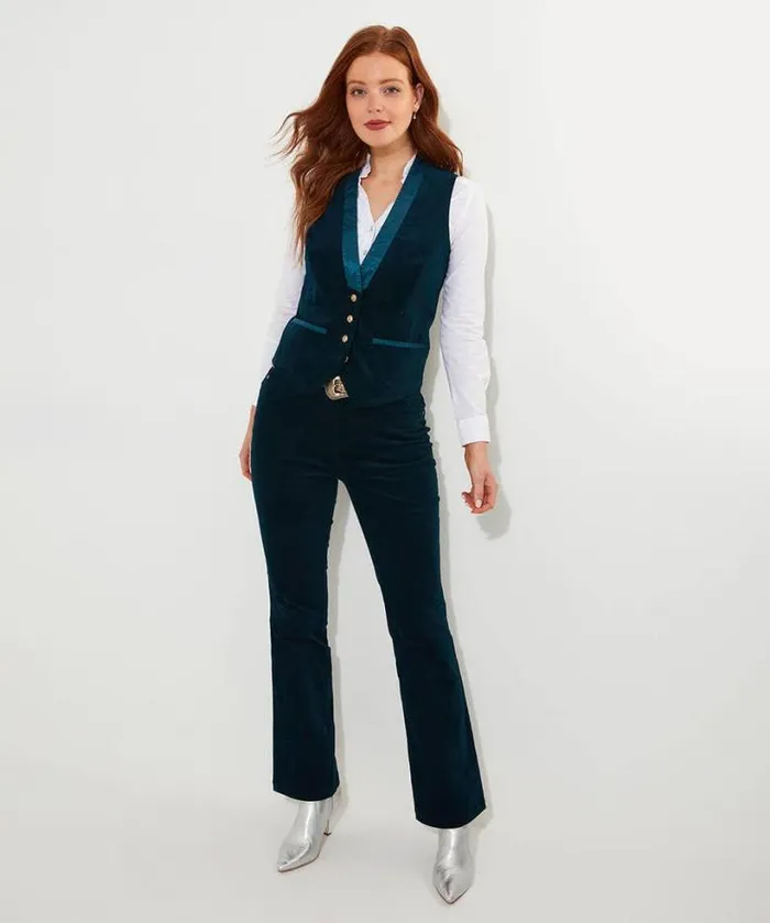 Joe Browns Coats and Jackets Women Ultimate Teal Velvet Waistcoat Teal Joe Browns Coats and Jackets Women Ultimate Teal Velvet Waistcoat Teal