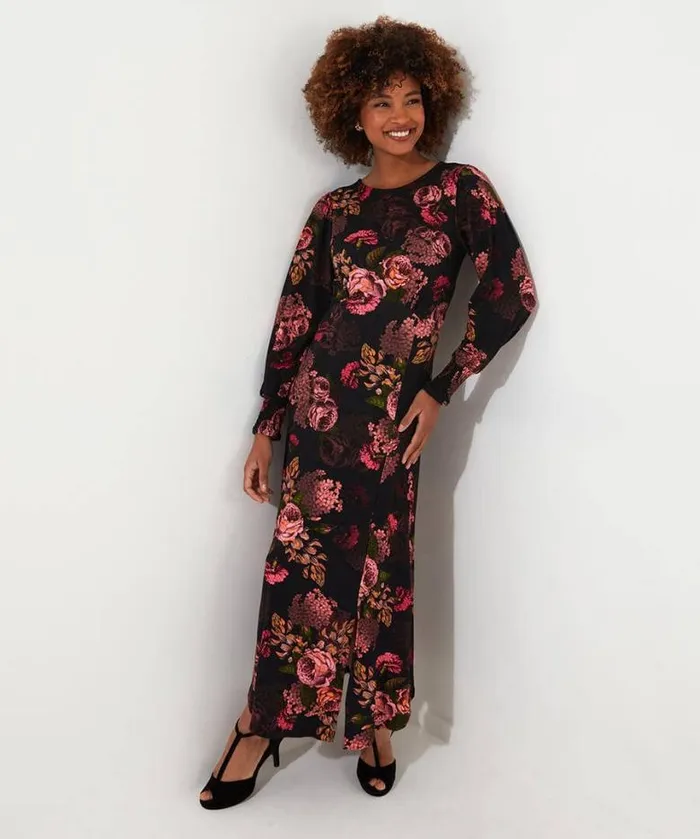 Joe Browns Dresses Women Dramatic Florals Jersey Dress Black