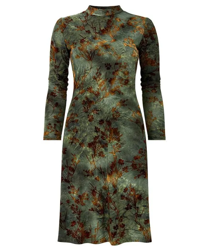 Joe Browns Dresses Women Jemima Flocked Jersey Dress Green Joe Browns Dresses Women Jemima Flocked Jersey Dress Green