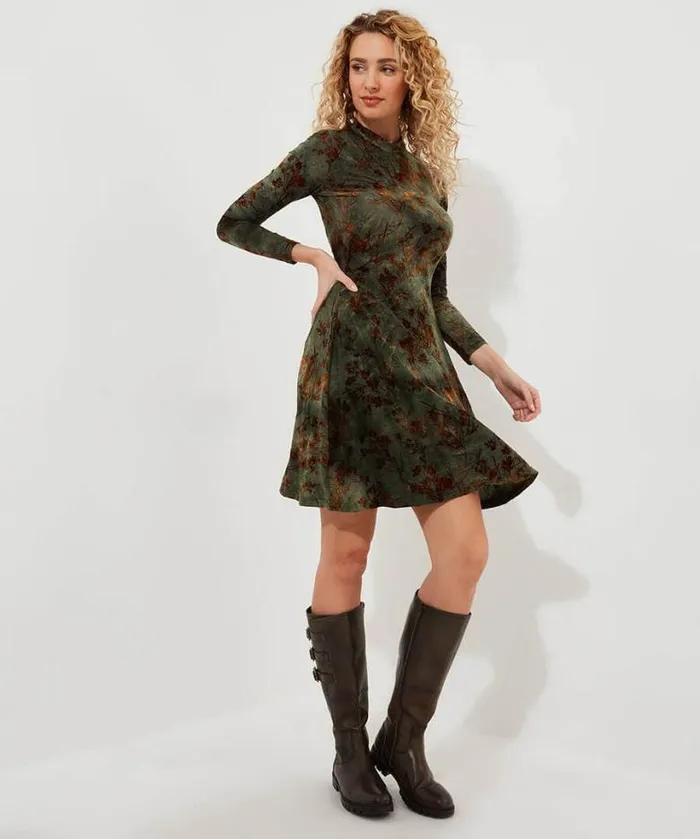 Joe Browns Dresses Women Jemima Flocked Jersey Dress Green Joe Browns Dresses Women Jemima Flocked Jersey Dress Green