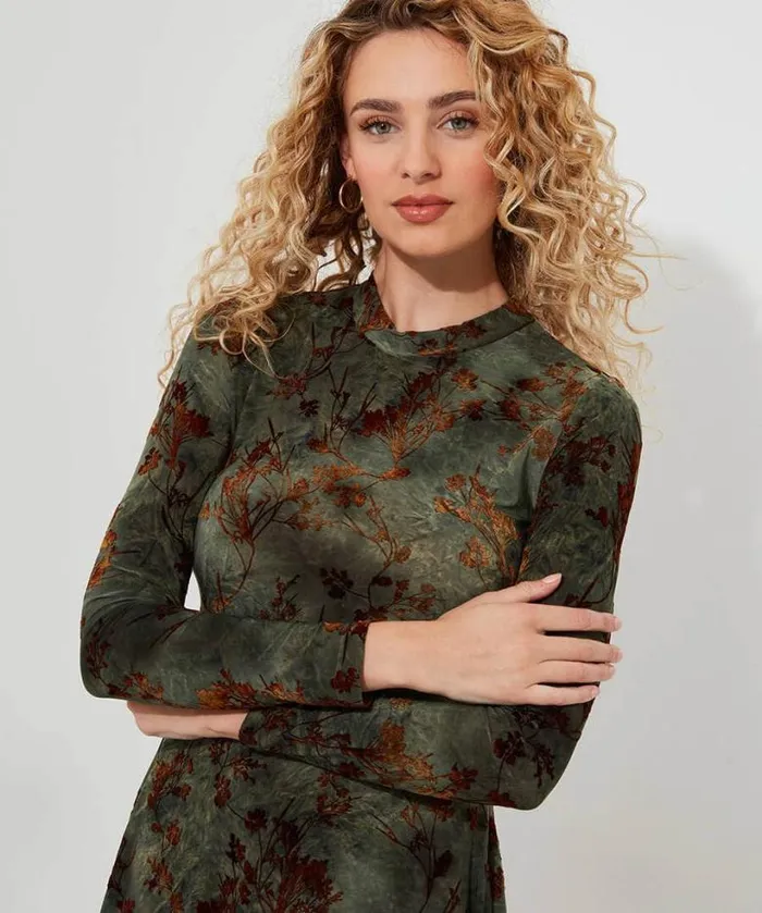 Joe Browns Dresses Women Jemima Flocked Jersey Dress Green Joe Browns Dresses Women Jemima Flocked Jersey Dress Green