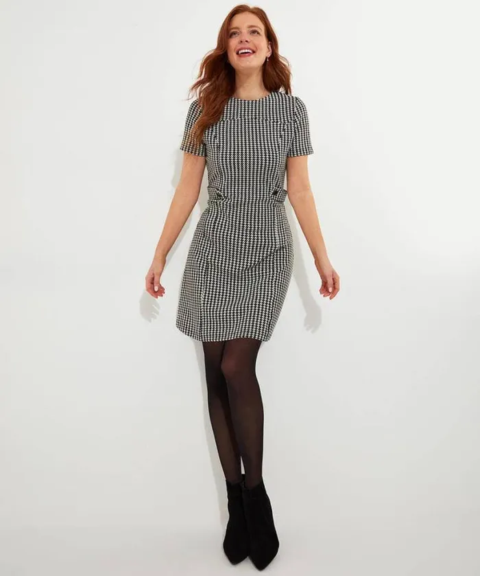 Joe Browns Dresses Women Lulu Dogstooth Stretch Jacquard Dress Black Joe Browns Dresses Women Lulu Dogstooth Stretch Jacquard Dress Black