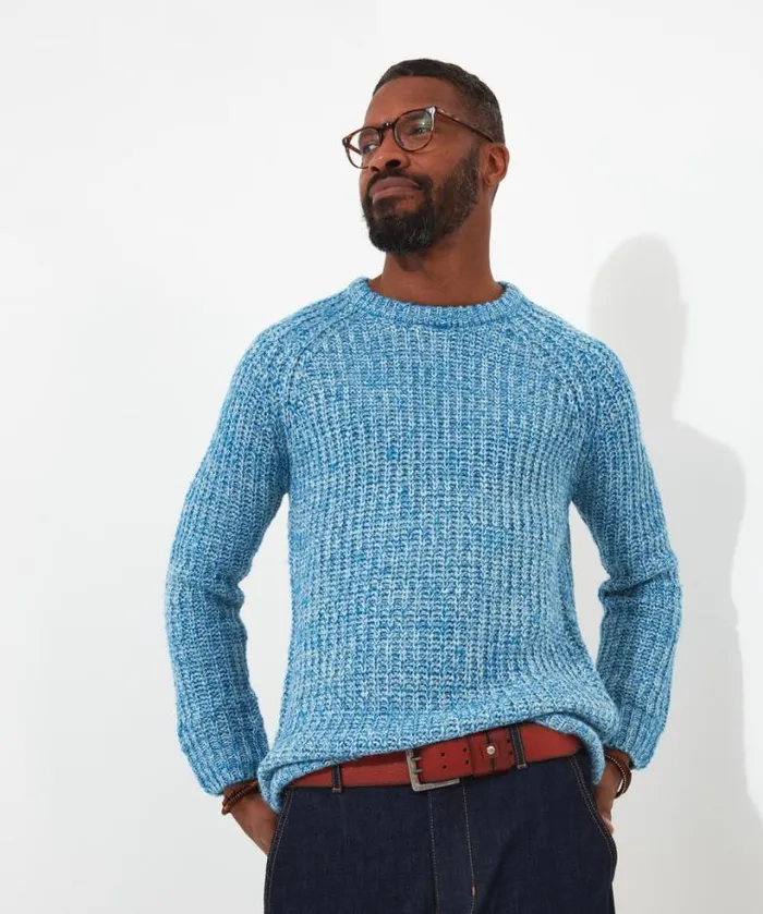 Joe Browns Knitwear Men Super Soft Blue Shore Crew Blue