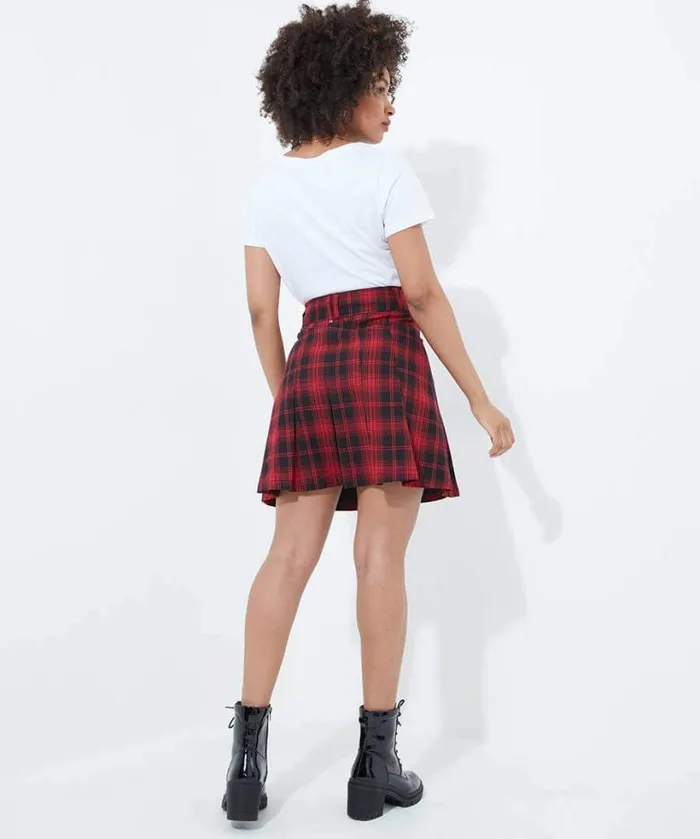 Joe Browns Skirts Women Dixie Check Pleated Skirt Red Joe Browns Skirts Women Dixie Check Pleated Skirt Red