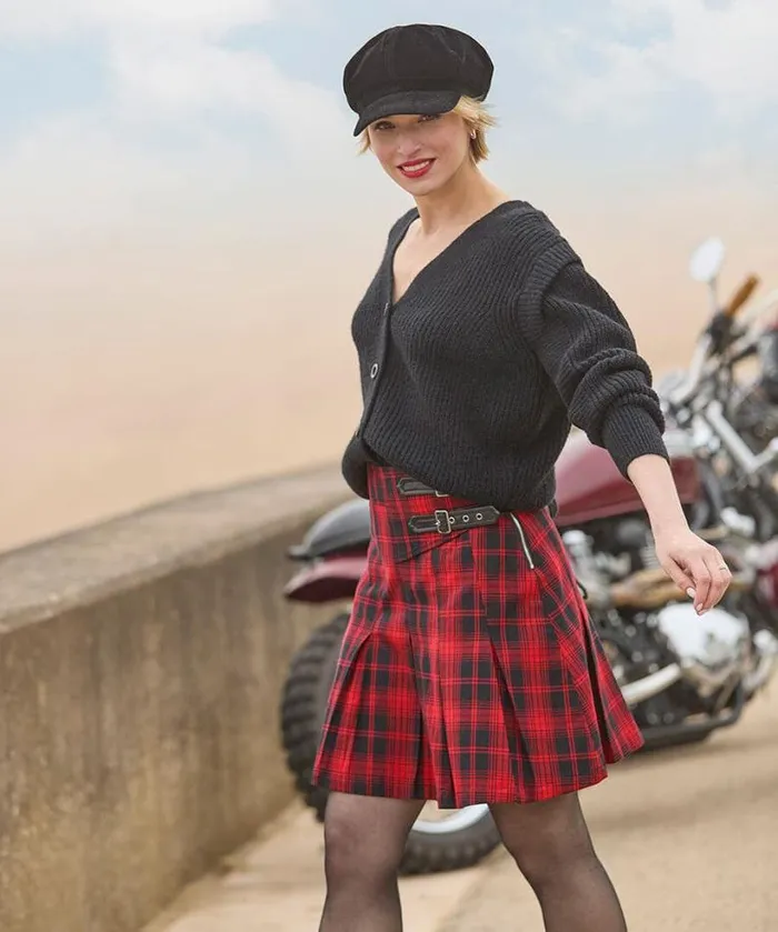 Joe Browns Skirts Women Dixie Check Pleated Skirt Red Joe Browns Skirts Women Dixie Check Pleated Skirt Red