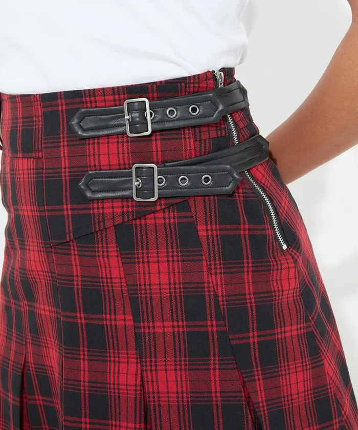Joe Browns Skirts Women Dixie Check Pleated Skirt Red Joe Browns Skirts Women Dixie Check Pleated Skirt Red
