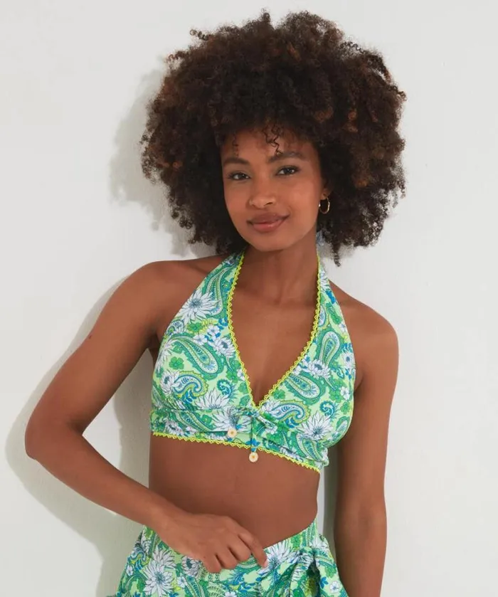 Joe Browns Swimwear Women Coconut Bay Bikini Top Green Multi