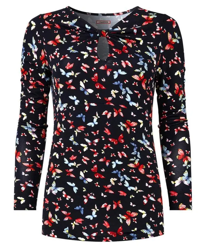 Joe Browns Tops Tunics and Blouses Women Make A Statement Keyhole Jersey Print Top Black Joe Browns Tops Tunics and Blouses Women Make A Statement Keyhole Jersey Print Top Black