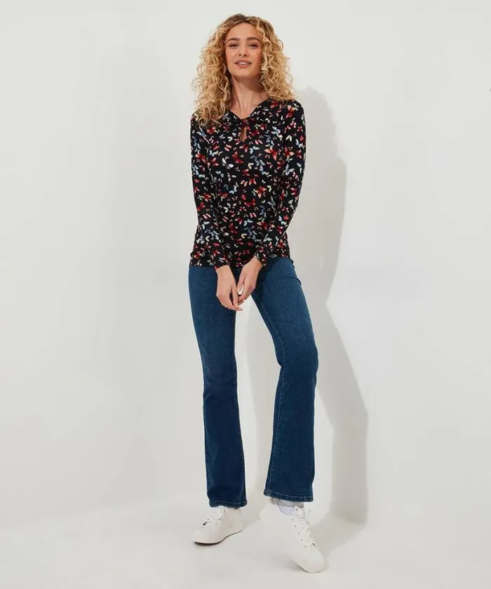Joe Browns Tops Tunics and Blouses Women Make A Statement Keyhole Jersey Print Top Black Joe Browns Tops Tunics and Blouses Women Make A Statement Keyhole Jersey Print Top Black