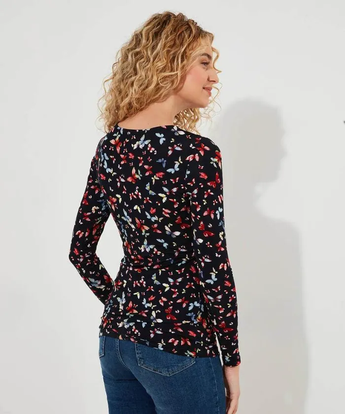 Joe Browns Tops Tunics and Blouses Women Make A Statement Keyhole Jersey Print Top Black Joe Browns Tops Tunics and Blouses Women Make A Statement Keyhole Jersey Print Top Black