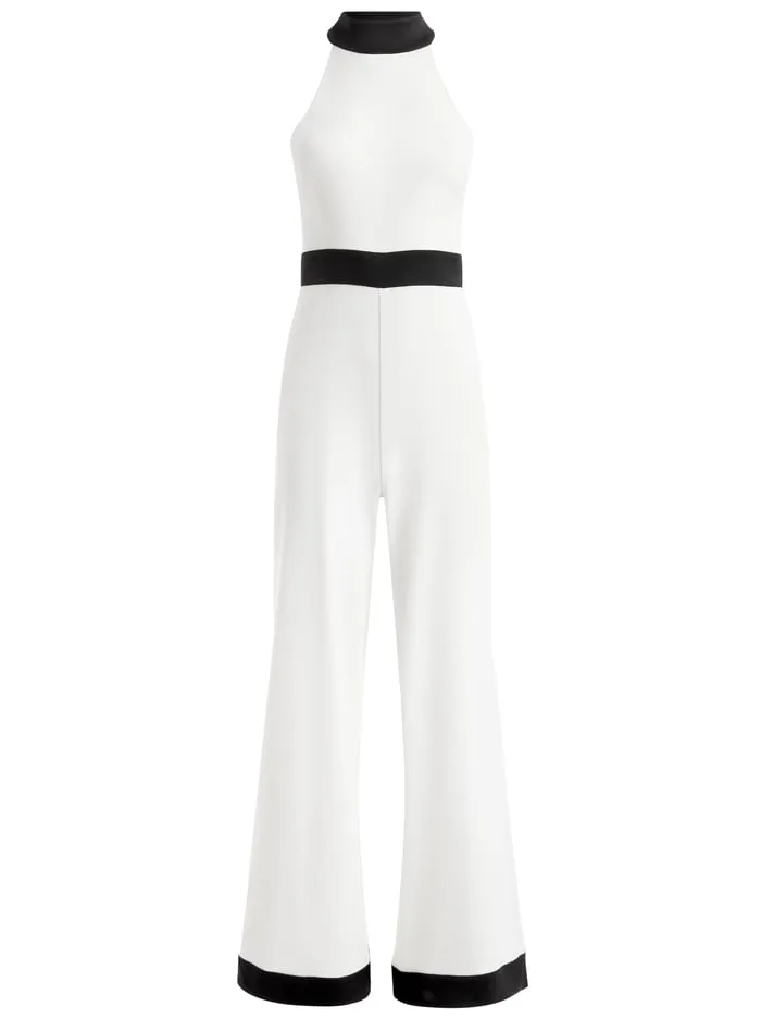 Jumpsuits Rompers Women Alice Olivia Cataline High Neck Wide Leg Jumpsuit Off Whiteblack