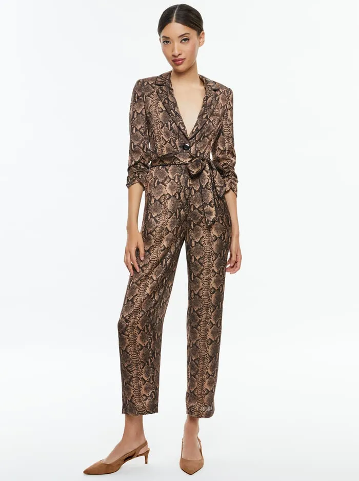 Jumpsuits Rompers Women Alice Olivia Louetta Pleated Tuxedo Jumpsuit Camelblack Snake Jumpsuits Rompers Women Alice Olivia Louetta Pleated Tuxedo Jumpsuit Camelblack Snake