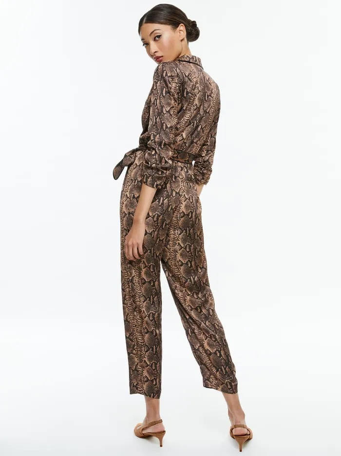 Jumpsuits Rompers Women Alice Olivia Louetta Pleated Tuxedo Jumpsuit Camelblack Snake