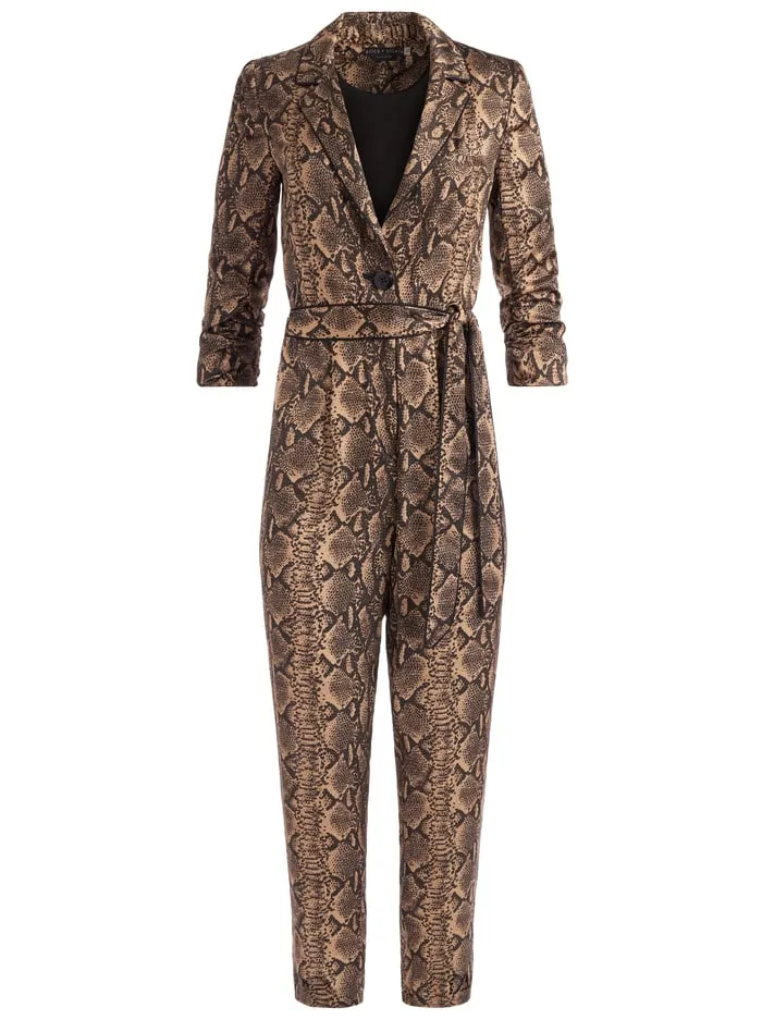 Jumpsuits Rompers Women Alice Olivia Louetta Pleated Tuxedo Jumpsuit Camelblack Snake