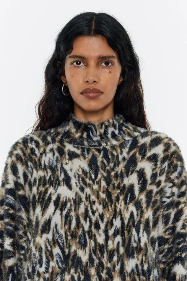 Khaki Plumancha Fur Sweater Plumancha Khaki Women Bimba Y Lola Knitwear Khaki Plumancha Fur Sweater Plumancha Khaki Women Bimba Y Lola Knitwear