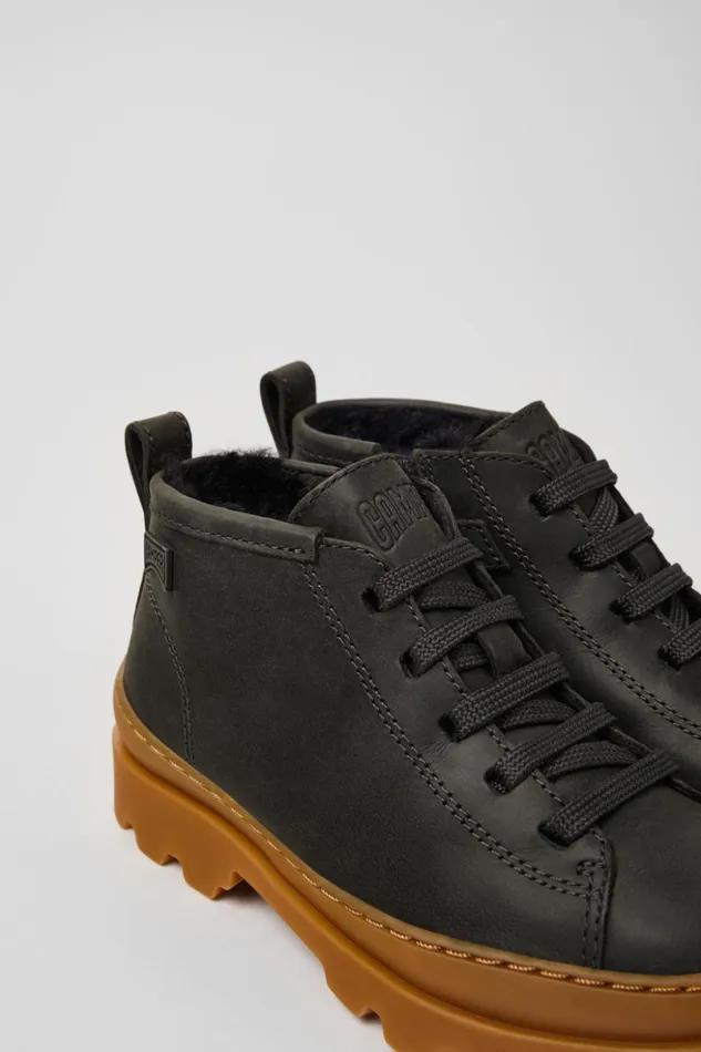 Kids Brutus Grey Nubuck Ankle Boots For Kids Camper Boots