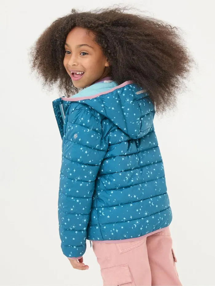 Kids Coats and Jackets Fat Face Poppy Dark Teal Blue Padded Jacket