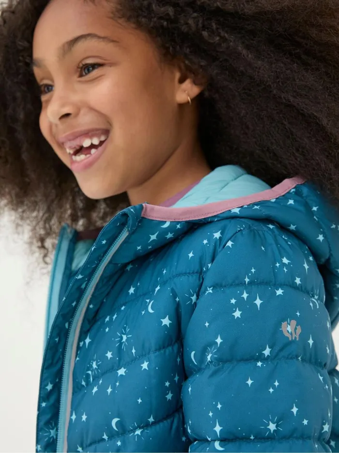 Kids Coats and Jackets Fat Face Poppy Dark Teal Blue Padded Jacket