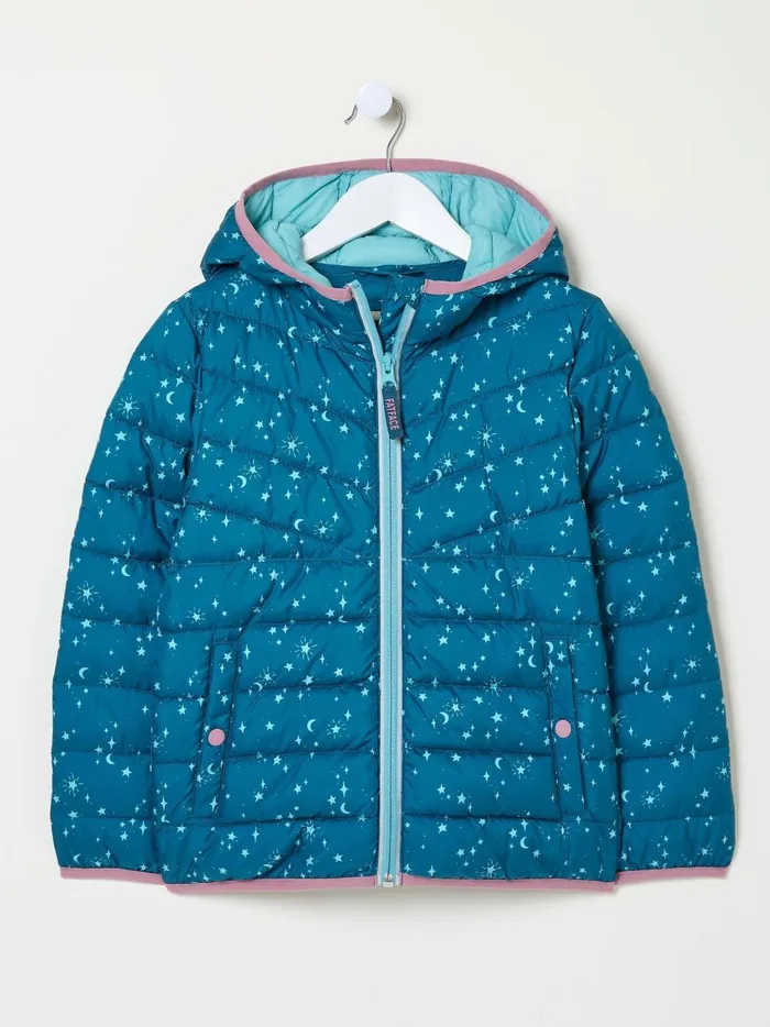 Kids Coats and Jackets Fat Face Poppy Dark Teal Blue Padded Jacket