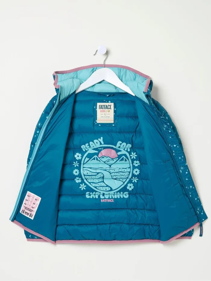 Kids Coats and Jackets Fat Face Poppy Dark Teal Blue Padded Jacket