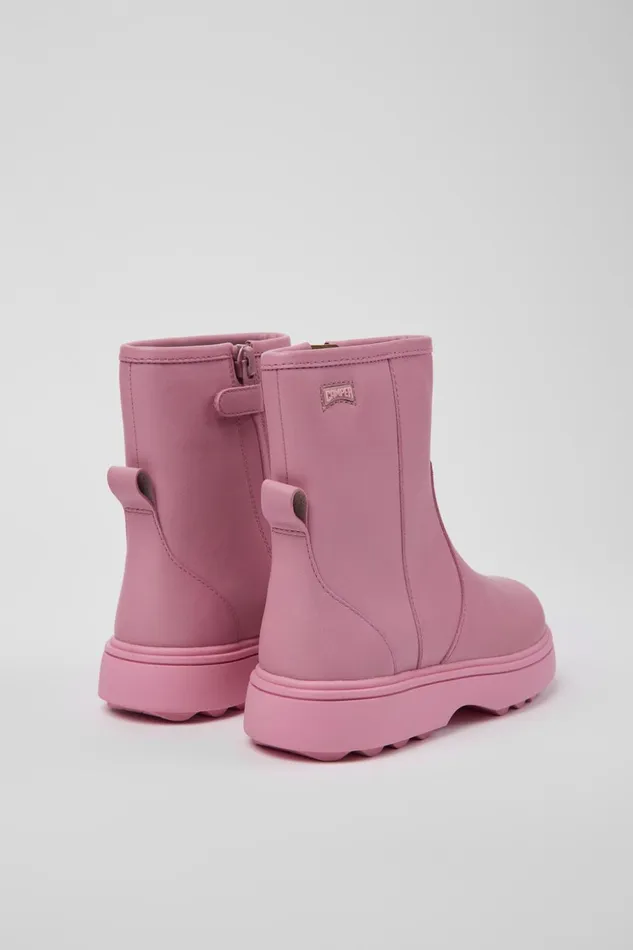 Kids Norte Pink Leather Ankle Boots For Kids Camper Boots Kids Norte Pink Leather Ankle Boots For Kids Camper Boots