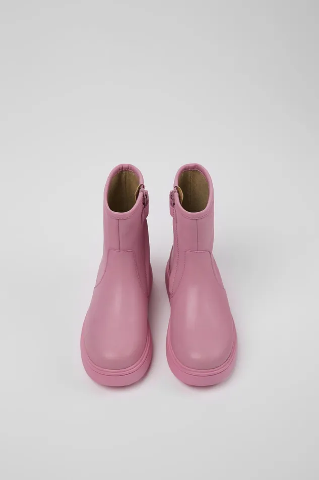 Kids Norte Pink Leather Ankle Boots For Kids Camper Boots Kids Norte Pink Leather Ankle Boots For Kids Camper Boots