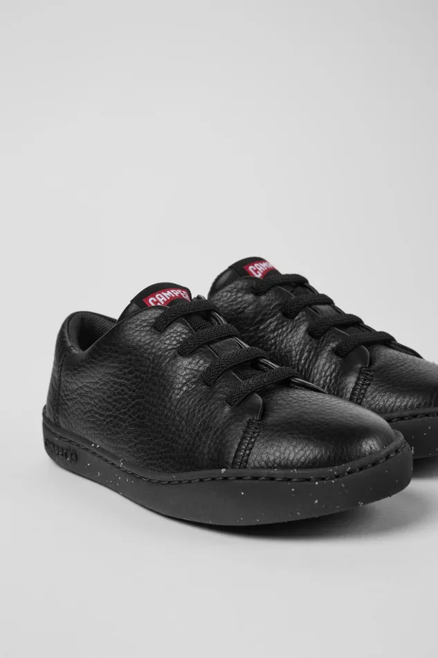 Kids Peu Touring Black Leather Sneakers For Kids Camper Sneakers