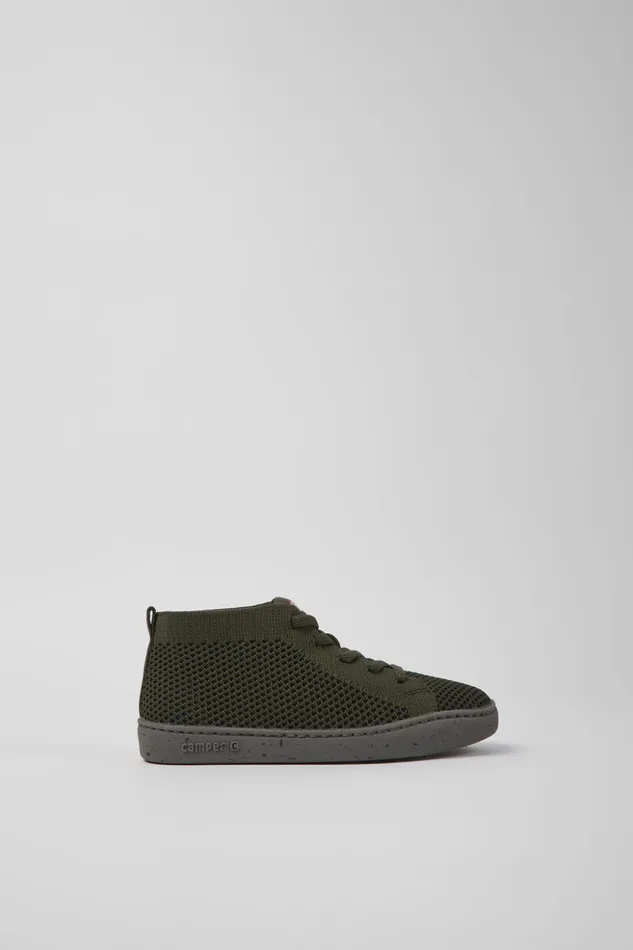 Kids Peu Touring Green Textile Ankle Boots For Kids Camper Boots Kids Peu Touring Green Textile Ankle Boots For Kids Camper Boots