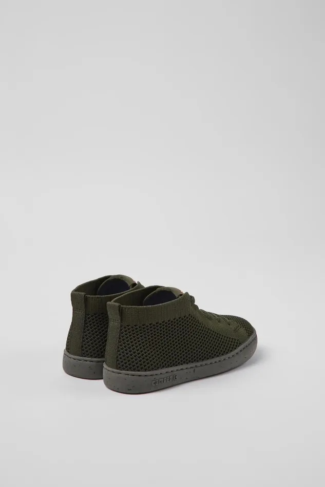 Kids Peu Touring Green Textile Ankle Boots For Kids Camper Boots Kids Peu Touring Green Textile Ankle Boots For Kids Camper Boots