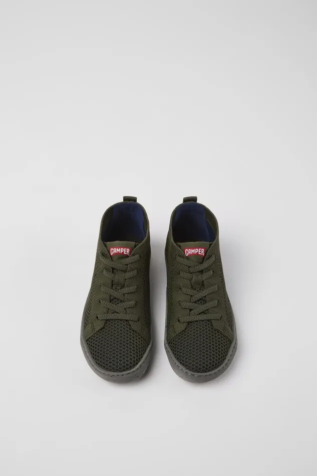 Kids Peu Touring Green Textile Ankle Boots For Kids Camper Boots Kids Peu Touring Green Textile Ankle Boots For Kids Camper Boots