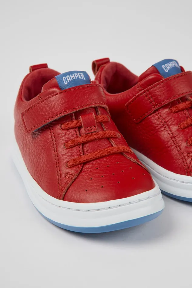 Kids Runner Red Leather Sneakers For Kids Camper Sneakers