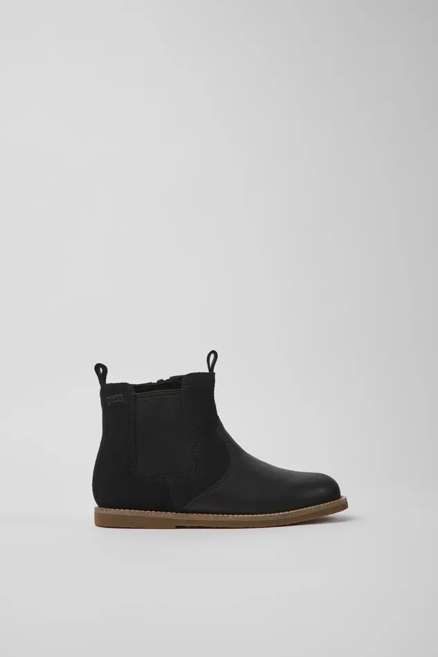Kids Savina Black Nubuck And Leather Ankle Boots For Kids Camper Boots Kids Savina Black Nubuck And Leather Ankle Boots For Kids Camper Boots