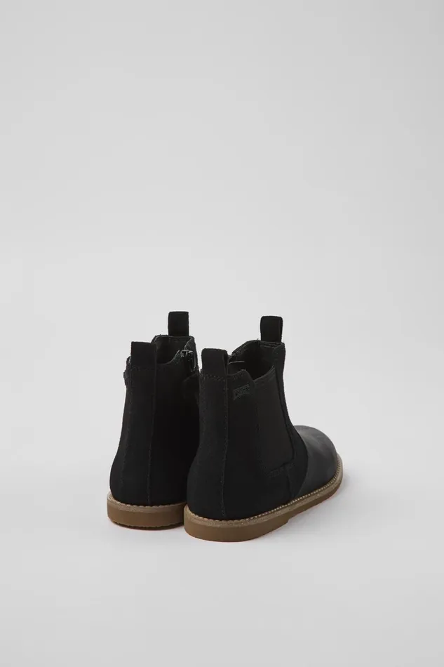 Kids Savina Black Nubuck And Leather Ankle Boots For Kids Camper Boots Kids Savina Black Nubuck And Leather Ankle Boots For Kids Camper Boots
