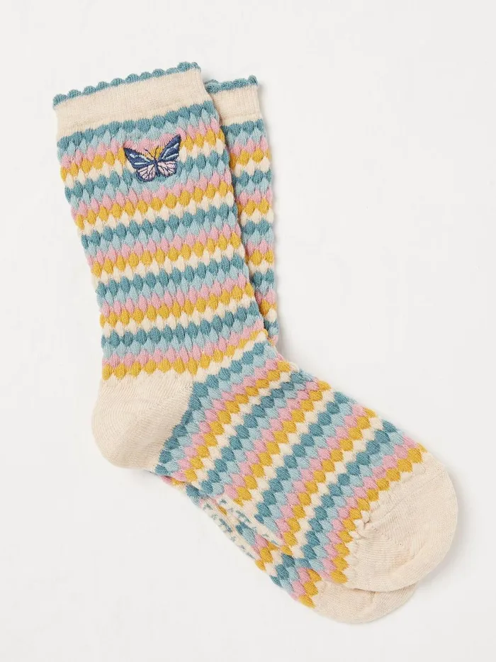 Kids Socks Fat Face Natural Textured Butterfly Socks 1 Pack