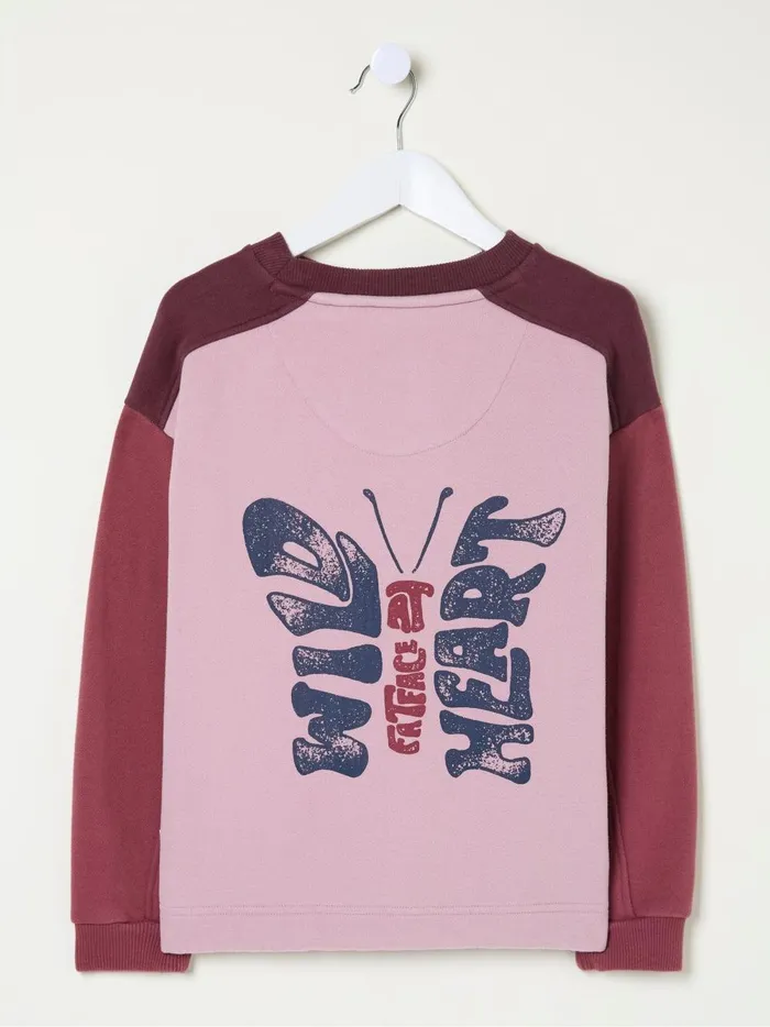 Kids Sweatshirts and Hoodies Fat Face Dusky Purple Butterfly Sweatshirt