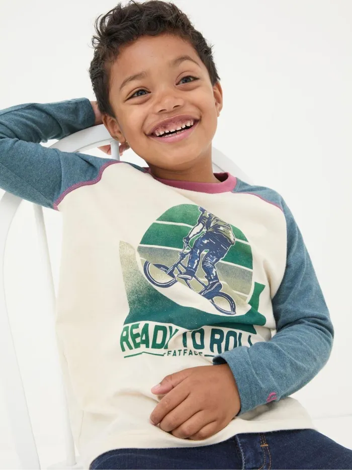 Kids TShirts and Polos Fat Face Natural Bike Graphic TShirt