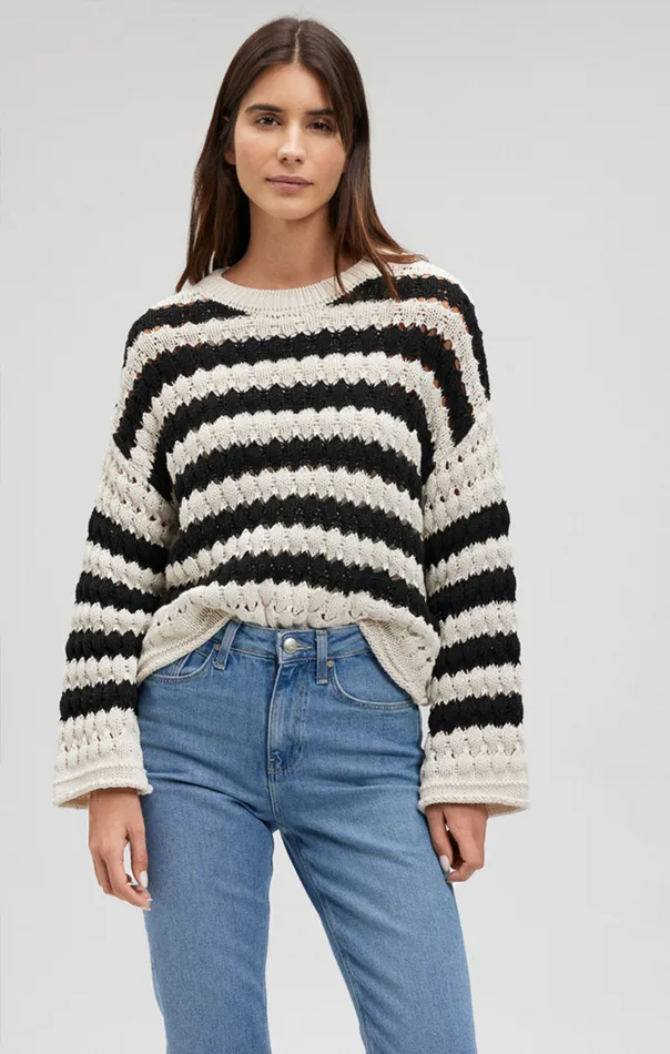 Knit Sweater In Black Striped Women Mavi Jeans Sweaters