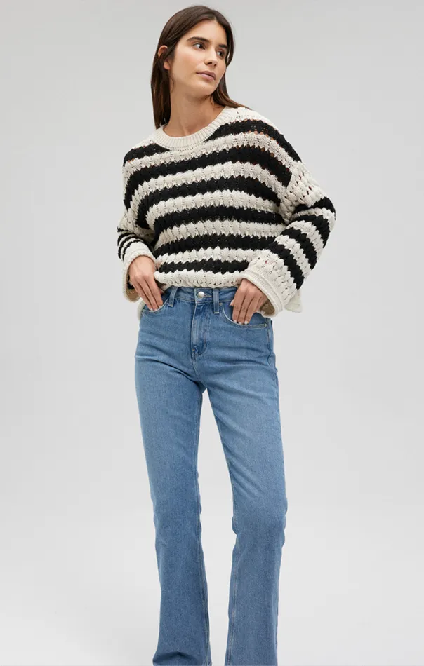 Knit Sweater In Black Striped Women Mavi Jeans Sweaters Knit Sweater In Black Striped Women Mavi Jeans Sweaters