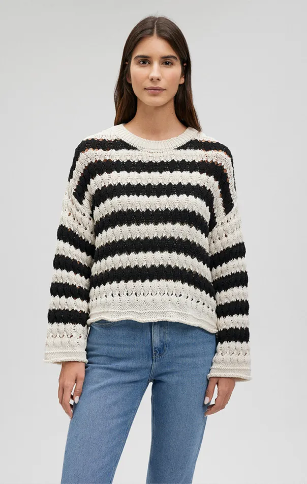 Knit Sweater In Black Striped Women Mavi Jeans Sweaters Knit Sweater In Black Striped Women Mavi Jeans Sweaters