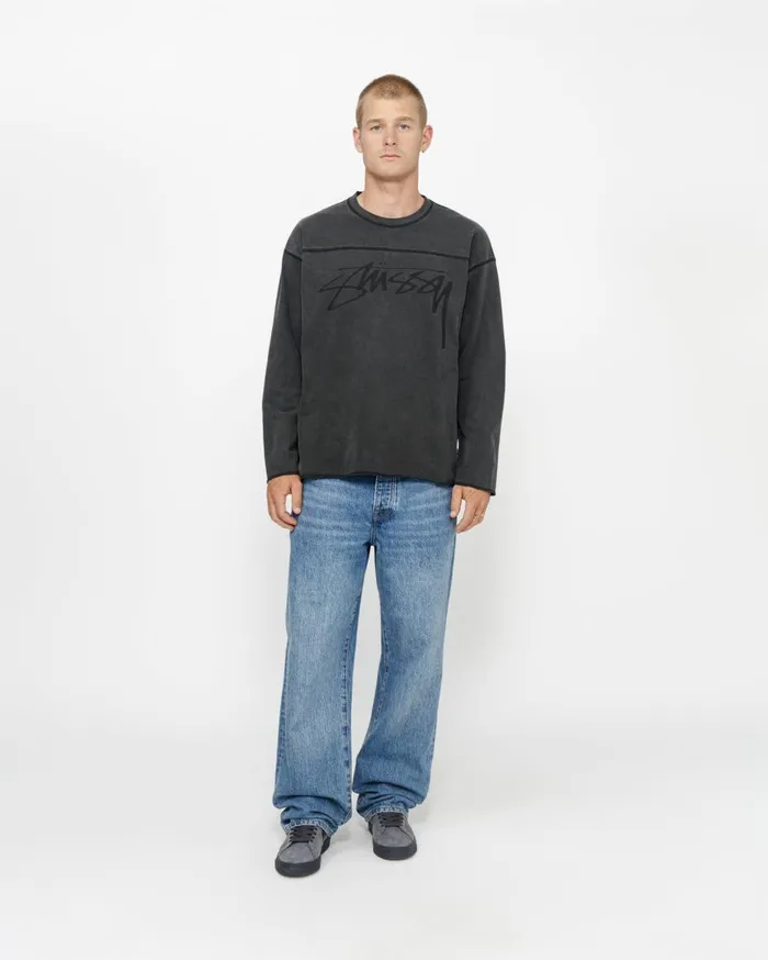 Knits MenWomen Stussy FOOTBALL CREW PIGMENT DYED COTTON