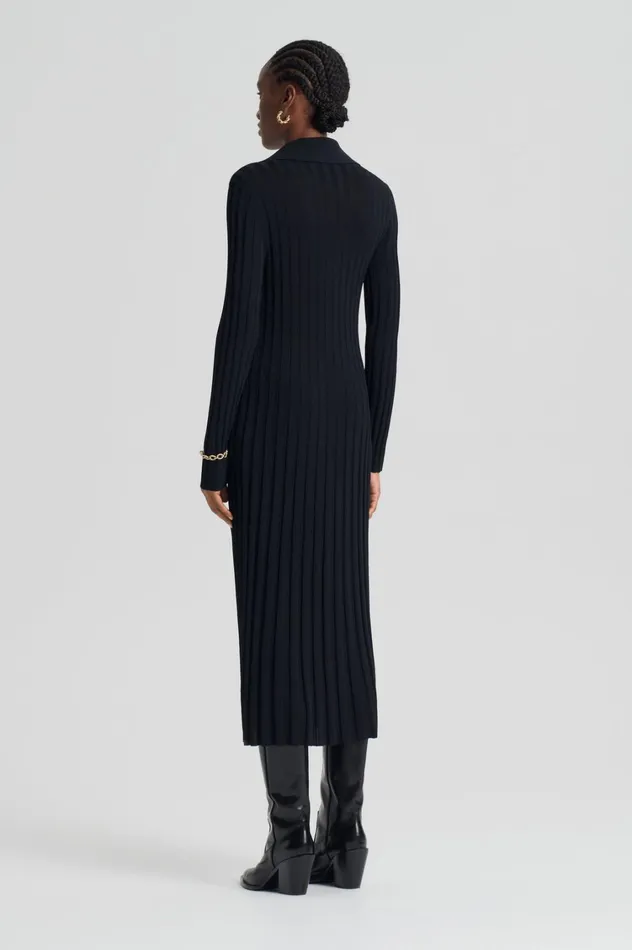 Knitwear Women Scanlan Theodore PLEATED RIB PLACKET DRESS 14 Black Knitwear Women Scanlan Theodore PLEATED RIB PLACKET DRESS 14 Black