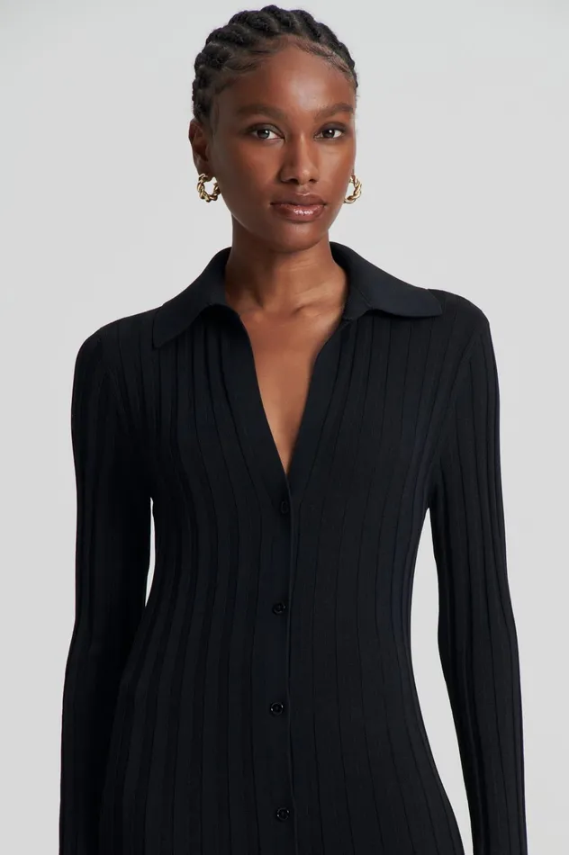 Knitwear Women Scanlan Theodore PLEATED RIB PLACKET DRESS 14 Black Knitwear Women Scanlan Theodore PLEATED RIB PLACKET DRESS 14 Black