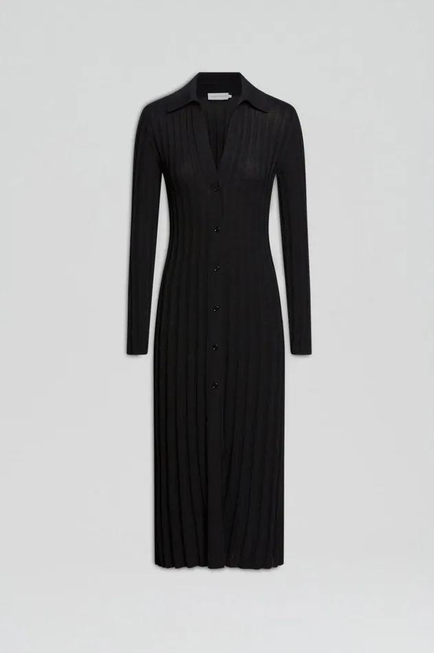Knitwear Women Scanlan Theodore PLEATED RIB PLACKET DRESS 14 Black Knitwear Women Scanlan Theodore PLEATED RIB PLACKET DRESS 14 Black