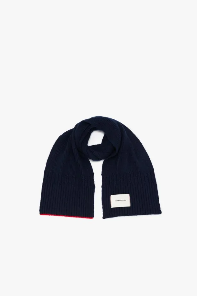 Knitwear Women Victoria Beckham Exclusive Logo Patch Scarf In Navy