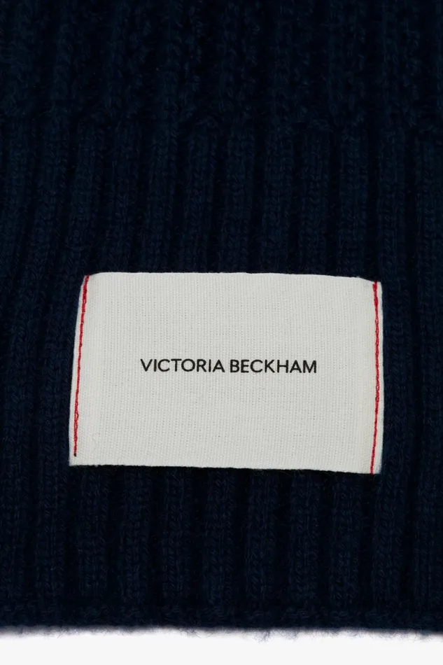 Knitwear Women Victoria Beckham Exclusive Logo Patch Scarf In Navy